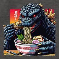 Funny Kaiju Eating Ramen Japanese Monster Lover Birthday Vector Backpack