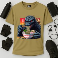Funny Kaiju Eating Ramen Japanese Monster Lover Birthday Cooling Performance Crew T-Shirt