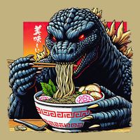 Funny Kaiju Eating Ramen Japanese Monster Lover Birthday Cooling Performance Crew T-Shirt
