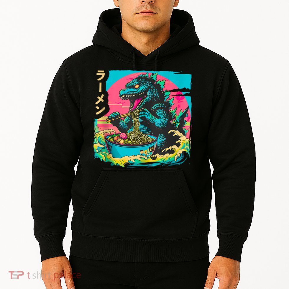 Funny Kaiju Eating Ramen Japanese Monster Lover Birthday Hoodie
