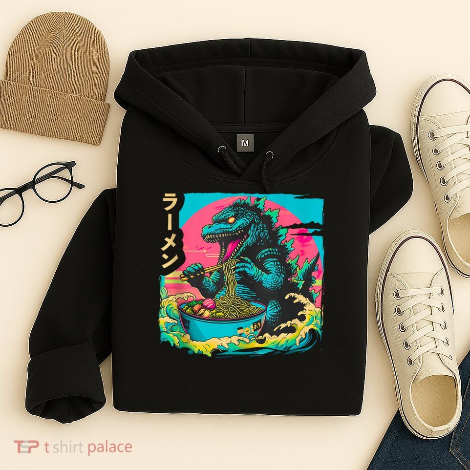 Funny Kaiju Eating Ramen Japanese Monster Lover Birthday Hoodie