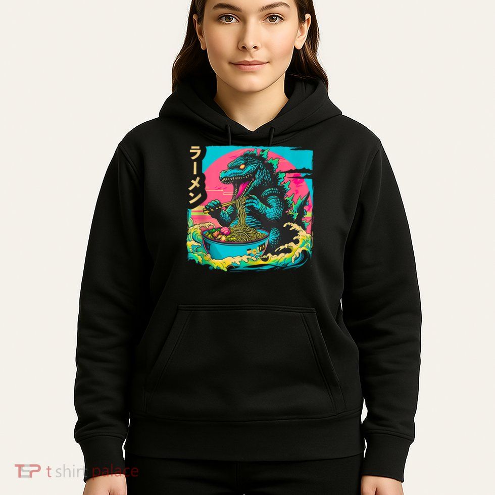 Funny Kaiju Eating Ramen Japanese Monster Lover Birthday Hoodie