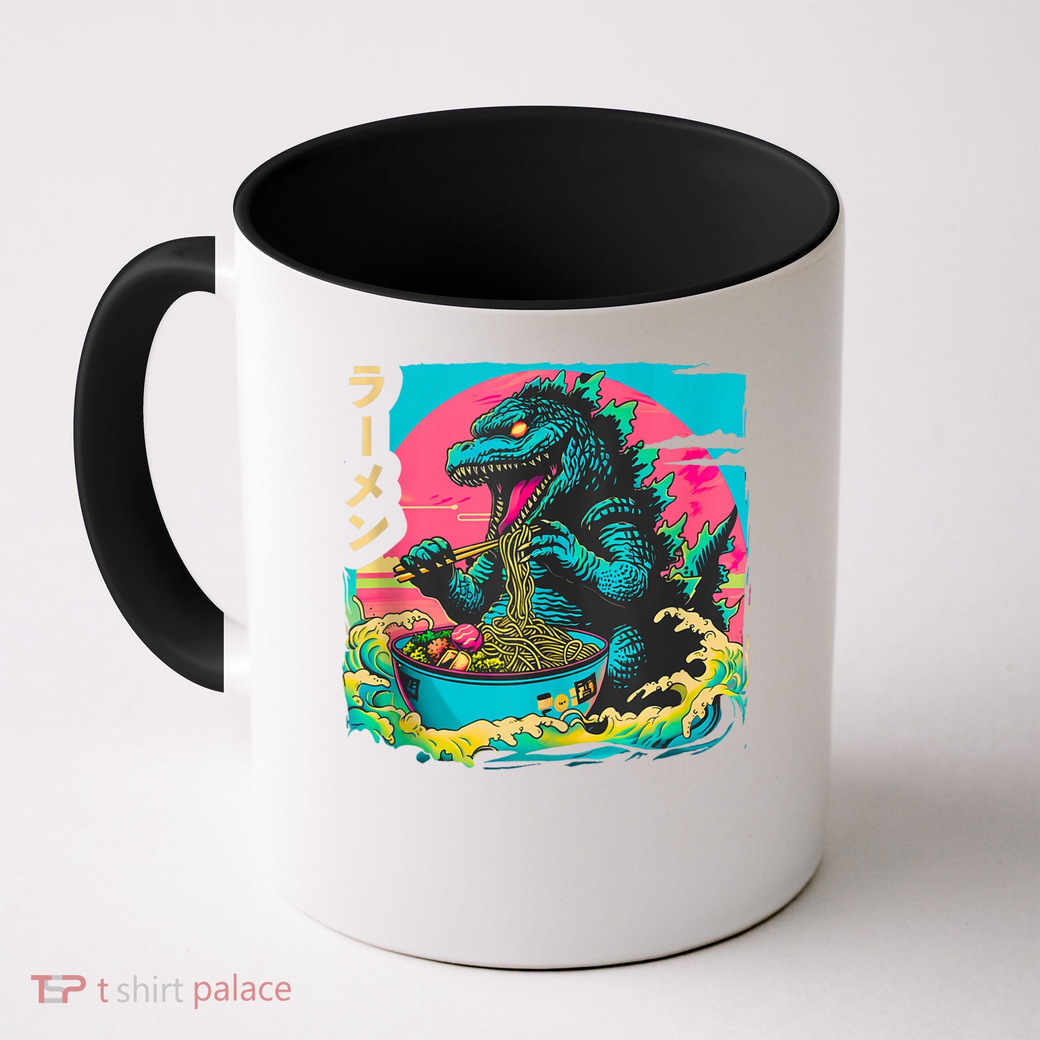 Funny Kaiju Eating Ramen Japanese Monster Lover Birthday Coffee Mug