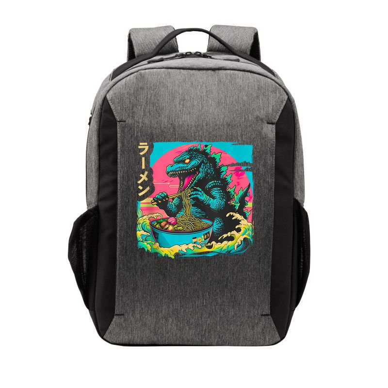 Funny Kaiju Eating Ramen Japanese Monster Lover Birthday Vector Backpack