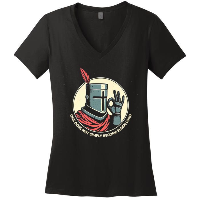 Funny Knight Elden Lord Gaming Meme Parody Women's V-Neck T-Shirt