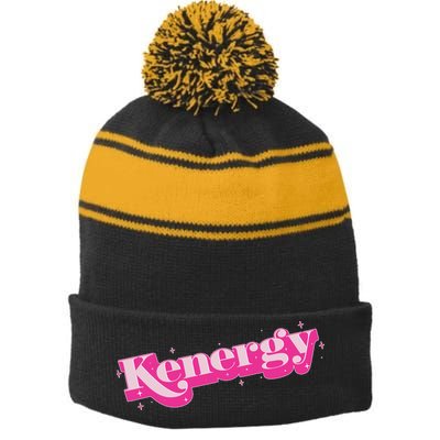 Funny Kenergy Energy Logo Stripe Pom Pom Beanie