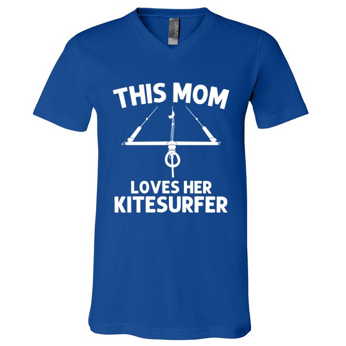 Funny Kitesurfing For Mom Mother Kiteboarding Kite Surfing Gift V-Neck T-Shirt