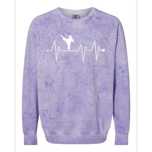 Funny Karate Fighter Shotokan Heartbeat Heart Pulse Rate Ekg Meaningful Gift Colorblast Crewneck Sweatshirt