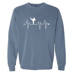 Funny Karate Fighter Shotokan Heartbeat Heart Pulse Rate Ekg Meaningful Gift Garment-Dyed Sweatshirt