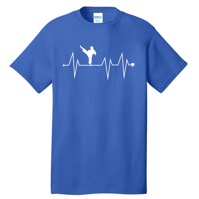 Funny Karate Fighter Shotokan Heartbeat Heart Pulse Rate Ekg Meaningful Gift Tall T-Shirt