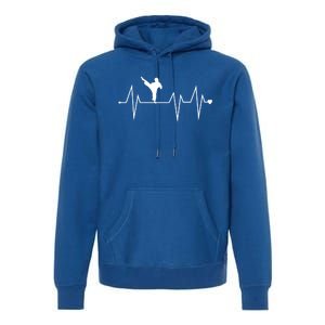 Funny Karate Fighter Shotokan Heartbeat Heart Pulse Rate Ekg Meaningful Gift Premium Hoodie