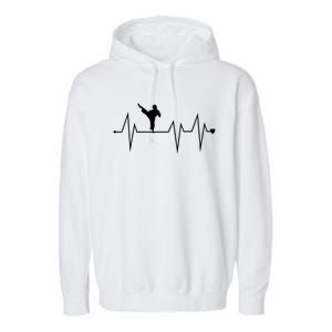 Funny Karate Fighter Shotokan Heartbeat Heart Pulse Rate Ekg Meaningful Gift Garment-Dyed Fleece Hoodie