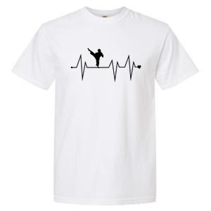 Funny Karate Fighter Shotokan Heartbeat Heart Pulse Rate Ekg Meaningful Gift Garment-Dyed Heavyweight T-Shirt