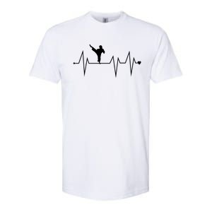 Funny Karate Fighter Shotokan Heartbeat Heart Pulse Rate Ekg Meaningful Gift Softstyle CVC T-Shirt