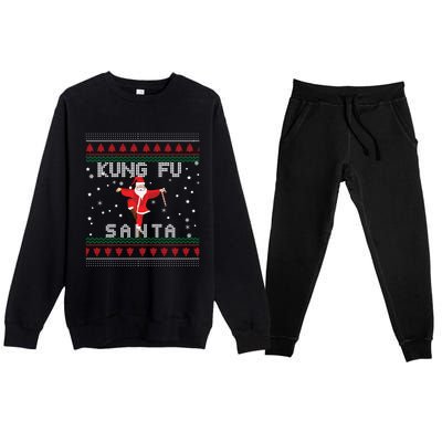 Funny Kung Fu Santa Claus Ugly Christmas Gift Premium Crewneck Sweatsuit Set