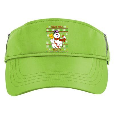 Feelin Kinda Frosty Ugly Christmas Frosty Snowman Christmas Adult Drive Performance Visor