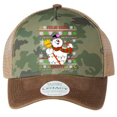 Feelin Kinda Frosty Ugly Christmas Frosty Snowman Christmas Legacy Tie Dye Trucker Hat