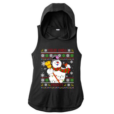 Feelin Kinda Frosty Ugly Christmas Frosty Snowman Christmas Ladies PosiCharge Tri-Blend Wicking Draft Hoodie Tank