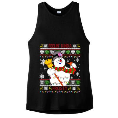 Feelin Kinda Frosty Ugly Christmas Frosty Snowman Christmas Ladies PosiCharge Tri-Blend Wicking Tank