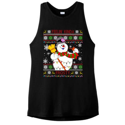 Feelin Kinda Frosty Ugly Christmas Frosty Snowman Christmas Ladies PosiCharge Tri-Blend Wicking Tank