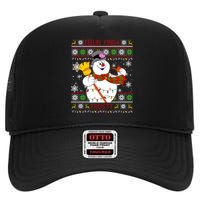 Feelin Kinda Frosty Ugly Christmas Frosty Snowman Christmas High Crown Mesh Back Trucker Hat