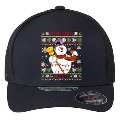 Feelin Kinda Frosty Ugly Christmas Frosty Snowman Christmas Flexfit Unipanel Trucker Cap