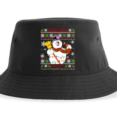 Feelin Kinda Frosty Ugly Christmas Frosty Snowman Christmas Sustainable Bucket Hat