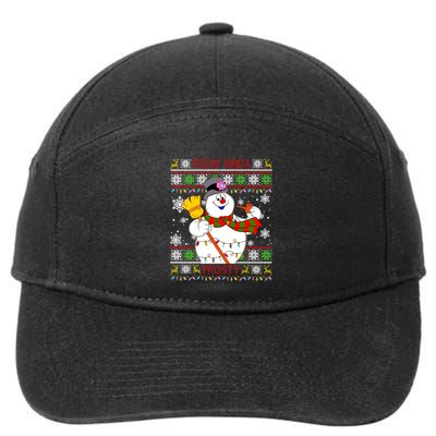Feelin Kinda Frosty Ugly Christmas Frosty Snowman Christmas 7-Panel Snapback Hat