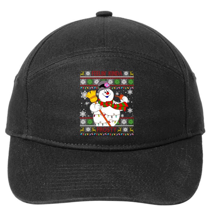 Feelin Kinda Frosty Ugly Christmas Frosty Snowman Christmas 7-Panel Snapback Hat