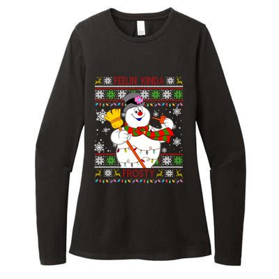 Feelin Kinda Frosty Ugly Christmas Frosty Snowman Christmas Womens CVC Long Sleeve Shirt