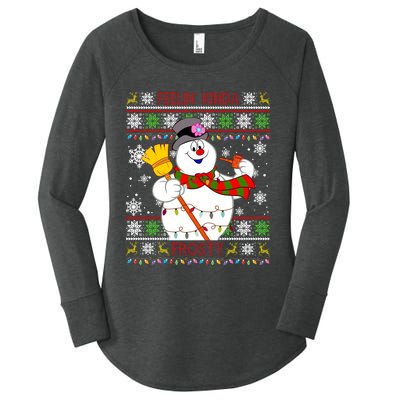 Feelin Kinda Frosty Ugly Christmas Frosty Snowman Christmas Women's Perfect Tri Tunic Long Sleeve Shirt