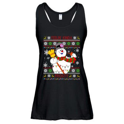 Feelin Kinda Frosty Ugly Christmas Frosty Snowman Christmas Ladies Essential Flowy Tank