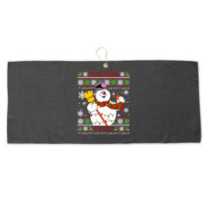 Feelin Kinda Frosty Ugly Christmas Frosty Snowman Christmas Large Microfiber Waffle Golf Towel