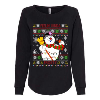 Feelin Kinda Frosty Ugly Christmas Frosty Snowman Christmas Womens California Wash Sweatshirt