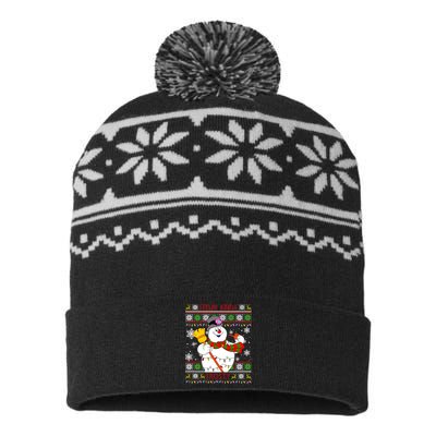 Feelin Kinda Frosty Ugly Christmas Frosty Snowman Christmas USA-Made Snowflake Beanie