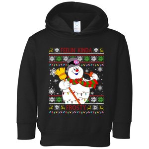 Feelin Kinda Frosty Ugly Christmas Frosty Snowman Christmas Toddler Hoodie