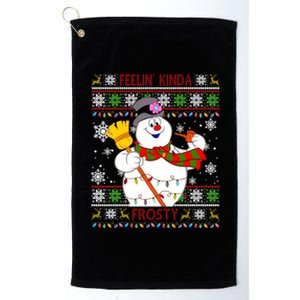 Feelin Kinda Frosty Ugly Christmas Frosty Snowman Christmas Platinum Collection Golf Towel