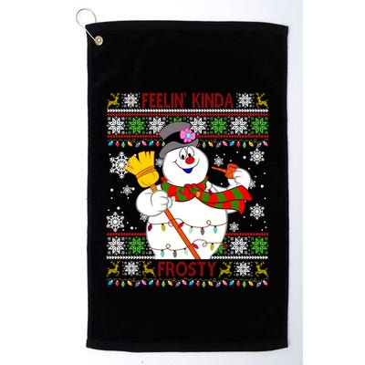 Feelin Kinda Frosty Ugly Christmas Frosty Snowman Christmas Golf Towel