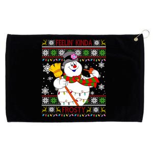 Feelin Kinda Frosty Ugly Christmas Frosty Snowman Christmas Grommeted Golf Towel