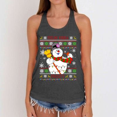 Feelin Kinda Frosty Ugly Christmas Frosty Snowman Christmas Women's Knotted Racerback Tank