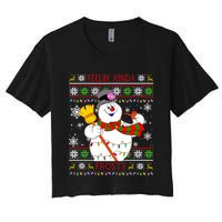 Feelin Kinda Frosty Ugly Christmas Frosty Snowman Christmas Women's Crop Top Tee