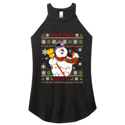 Feelin Kinda Frosty Ugly Christmas Frosty Snowman Christmas Women's Perfect Tri Rocker Tank