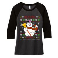 Feelin Kinda Frosty Ugly Christmas Frosty Snowman Christmas Women's Tri-Blend 3/4-Sleeve Raglan Shirt