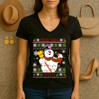 Feelin Kinda Frosty Ugly Christmas Frosty Snowman Christmas Women's V-Neck T-Shirt
