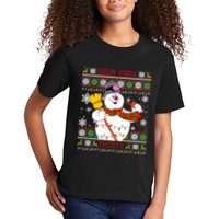 Feelin Kinda Frosty Ugly Christmas Frosty Snowman Christmas Kids T-Shirt