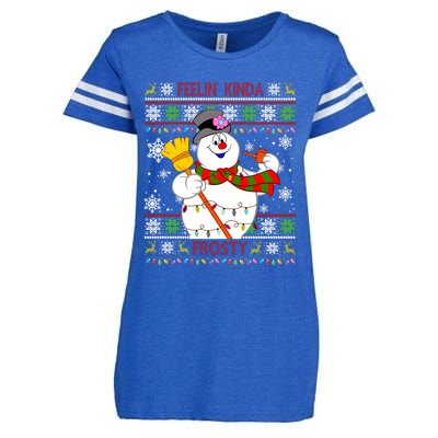 Feelin Kinda Frosty Ugly Christmas Frosty Snowman Christmas Enza Ladies Jersey Football T-Shirt