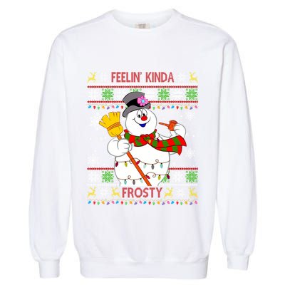 Feelin Kinda Frosty Ugly Christmas Frosty Snowman Christmas Garment-Dyed Sweatshirt