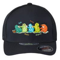 Funny Kawaii Frog Eat. Sleep. Bathe. Repeat Gift Flexfit Unipanel Trucker Cap