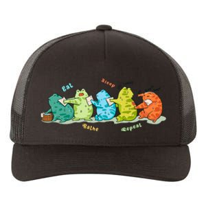 Funny Kawaii Frog Eat. Sleep. Bathe. Repeat Gift Yupoong Adult 5-Panel Trucker Hat