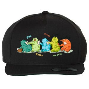 Funny Kawaii Frog Eat. Sleep. Bathe. Repeat Gift Wool Snapback Cap